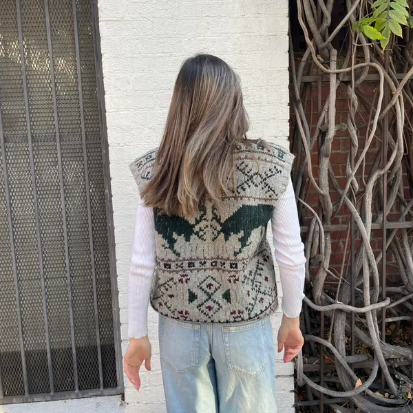 Ralph Lauren vintage 90s moose sweater vest 100% wool sz m - Image 7