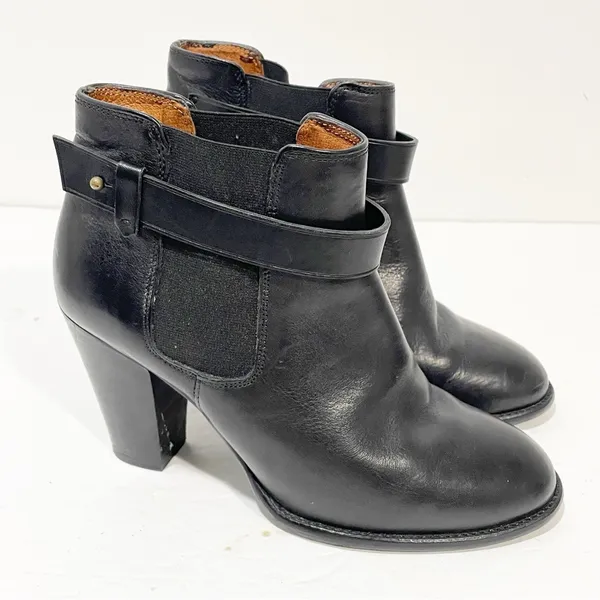 Madewell Size 7 Lonny‎ Leather Black Heeled Chelsea Ankle Boots Booties - Image 3