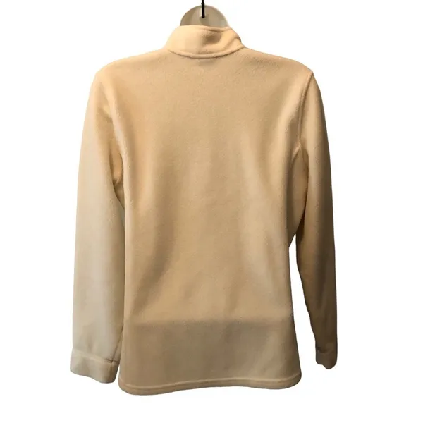 L.L. Bean Fleece Quarter Zip Jacket Winter White Ivory Sz. S Stretch Lounge Cozy - Image 2