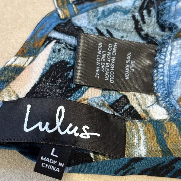Lulus Back to Your Roots Teal Blue Leaf Print Two-Piece Maxi Dress Top - Image 10