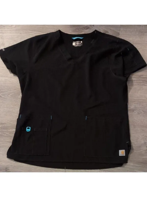 Carhartt Black And Blue Force Modern Fit Scrub Top Size Large - Image 2