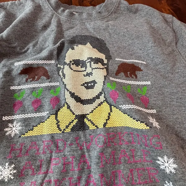 Barstool Sports The Office Dwight Schrute Alpha‎ Male Grey Sweatshirt Medium - Image 3