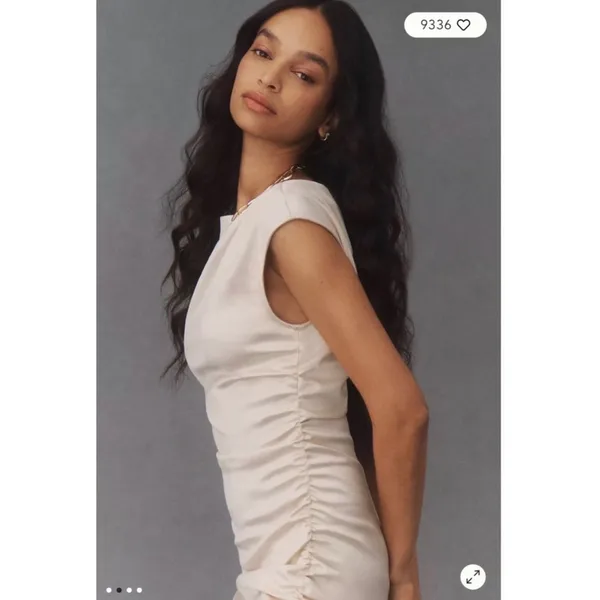 BHLDN Anthropologie Francesca High-Neck Satin Maxi Dress Cream‎ Medium NWT - Image 2
