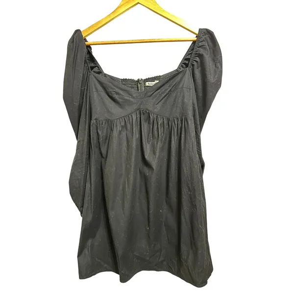Reformation Black Kenzi stretch Organic Cotton Puff Sleeve Mini Dress Size‎ 2 - Image 2