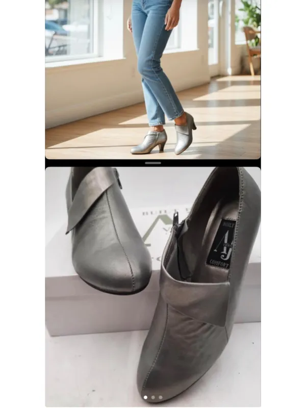 AJ Valenci Leather Shooties Comfort Shoes Boots 7.5 M Pewter - Image 2