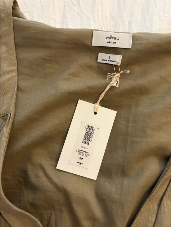 Aritzia Olive Tiered Mini Dress - Image 2