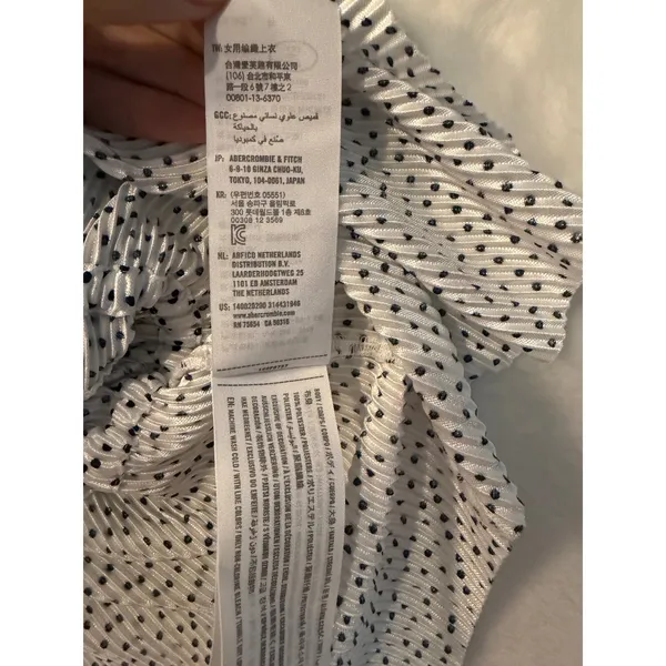 Abercrombie‎ & Fitch White Polka Dot Pleated Smocked Cami Peplum Top Large - Image 4