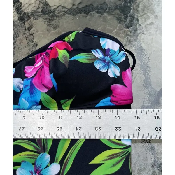 Mainstream Tropical Floral Print One Piece Skirted Swim Suit Swim Dress Size 16 - Image 4