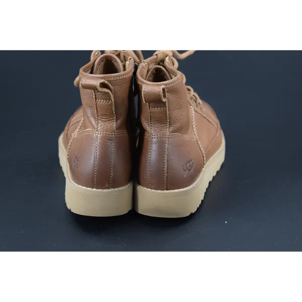 UGG Deconstructed Lace Leather Side Zip Boots Women Brown Good Size 6 Toe Round - Image 4