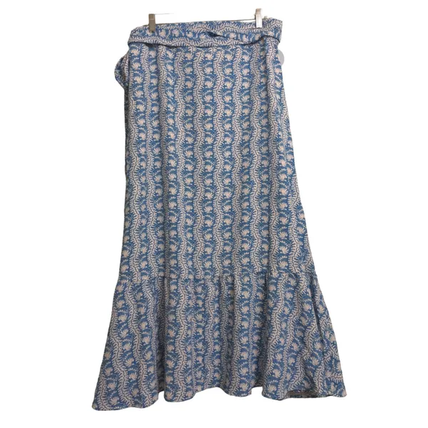 Hill House The Mirabel Skirt Trailing Vine Blue Linear Floral Poly Crepe XL New - Image 5