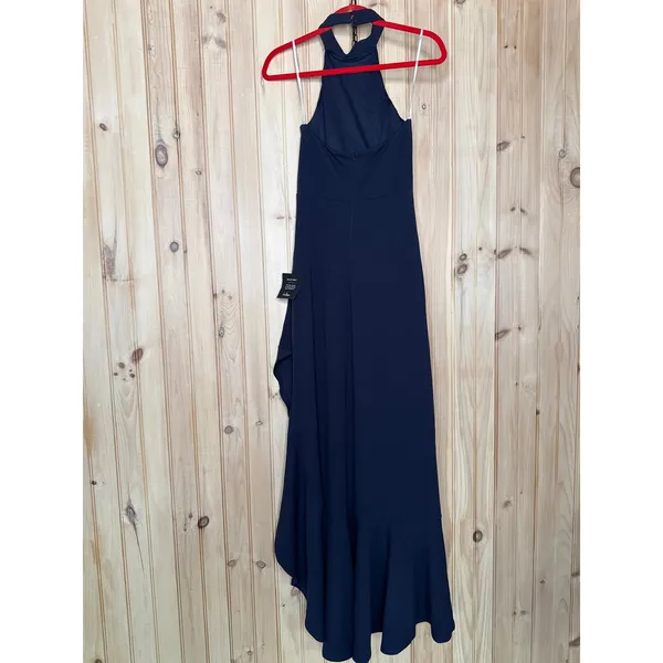 Lulus Majestic Perfection Navy Blue Ruffle Halter Maxi Dress Holiday Party Small - Image 6