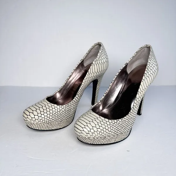 Calvin Klein Karsyn Python Embossed Leather Platform Pumps 7M - Image 3
