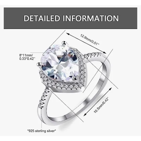 Boutique NEW Women's 3Ct Rhodium S925 Pear Halo‎ Teardrop Engagement Ring, Size 7 - Image 12