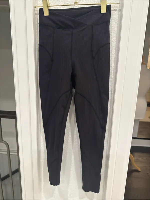 For Love & Lemons Ribbed Black High Rise Contour Leggings XS - Image 2