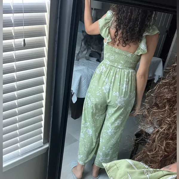 Green Floral Jumpsuit Size M - Image 3