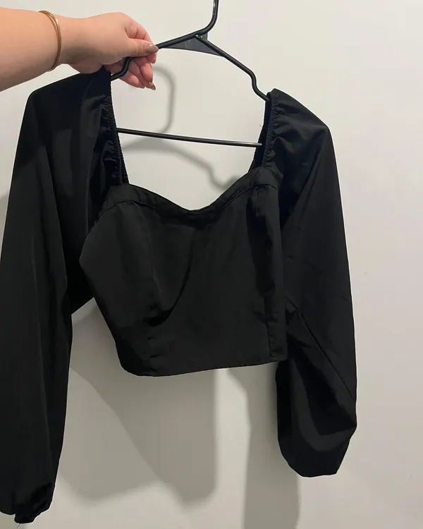 FAVLUX Black Cropped Off The Shoulder Top Corset Blouse - Image 3