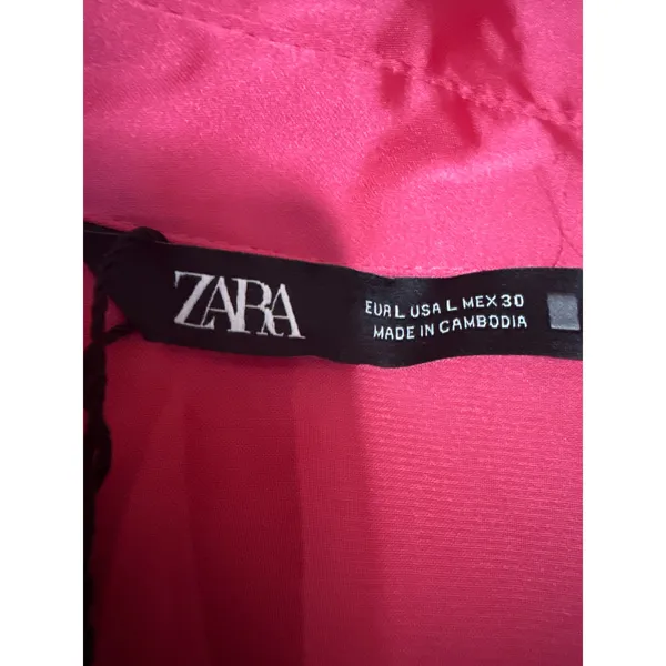 NEW Zara Women's Pink Silk Satin Long Sleeve Button Down Blouse Shirt Top Size L - Image 3