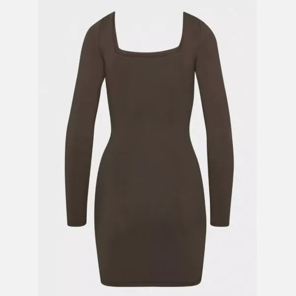 New Without Tags BROWN Babaton Contour Square Neck Long Sleeve Mini Dress - Image 9