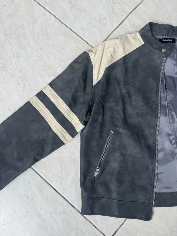 Calypso black & gray jacket with beige panels on shoulders and sleeves - Image 2