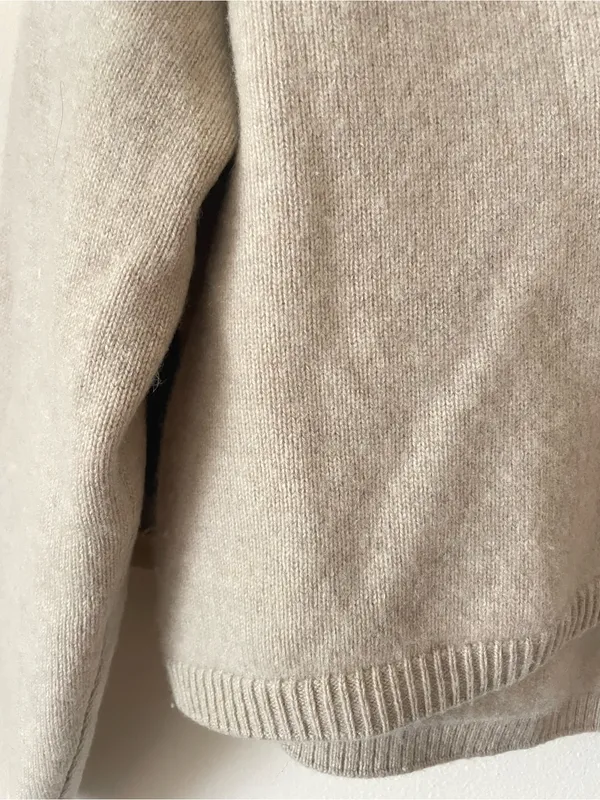 NAADAM Signature Cashmere Cropped Polo Sweater Oatmeal XS - Image 6