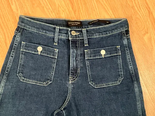 Banana Republic Premium Denim High Rise Wide Leg Crop Jeans 28P - Image 4