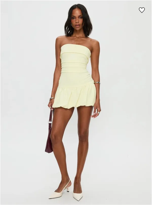 Princess Polly Mousse Mini Dress Lemon - Image 3