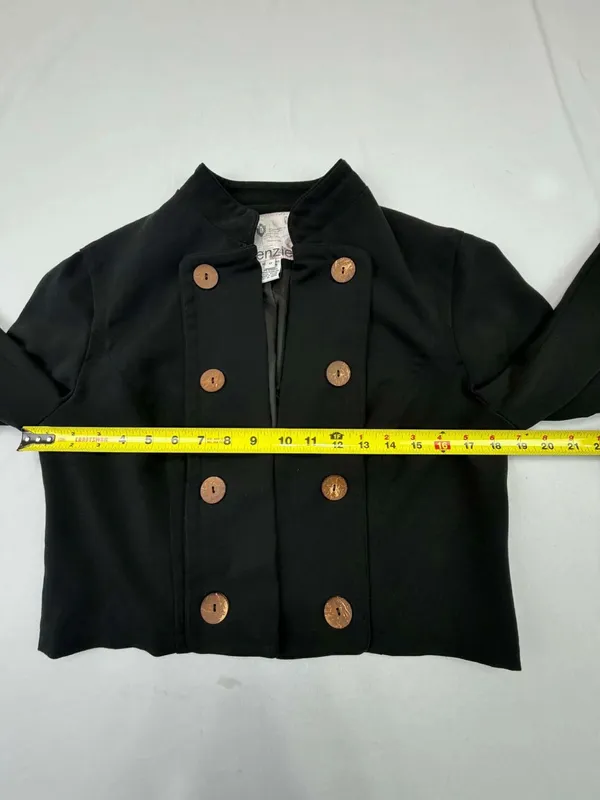 Kenzie Women's Black Cropped Double Breasted Military Style Jacket Size 12 - Image 7