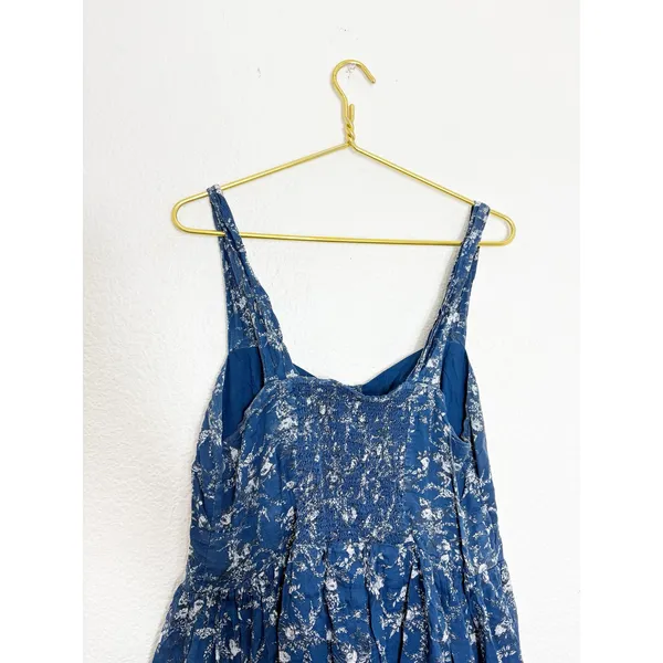 Free People Dance On The Blacktop Floral Mini Dress Size Large Blue Bohemian - Image 12