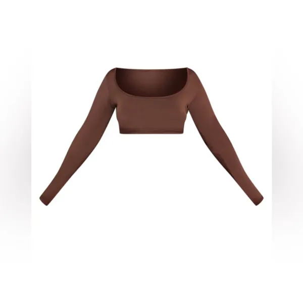 Pretty little thing DARK BROWN SLINKY SQUARE NECK CROP TOP SZ:4 - Image 10