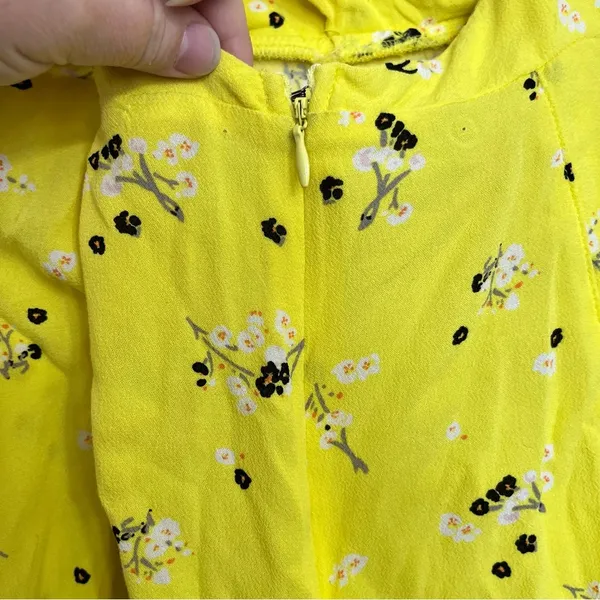 Free People‎ Tango At Night Electric Yellow Floral Wrap Shorts Romper Size 4 - Image 7