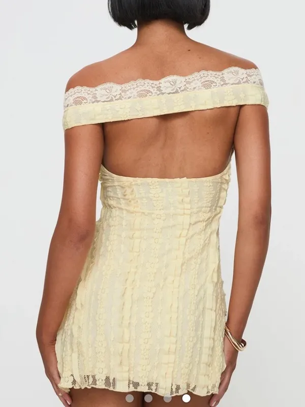 Off The Shoulder Yellow Mini Dress - Image 3