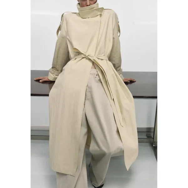 Zara ZW Collection High Neck Butter Trench Coat Luxury City Fall Runway - Image 11