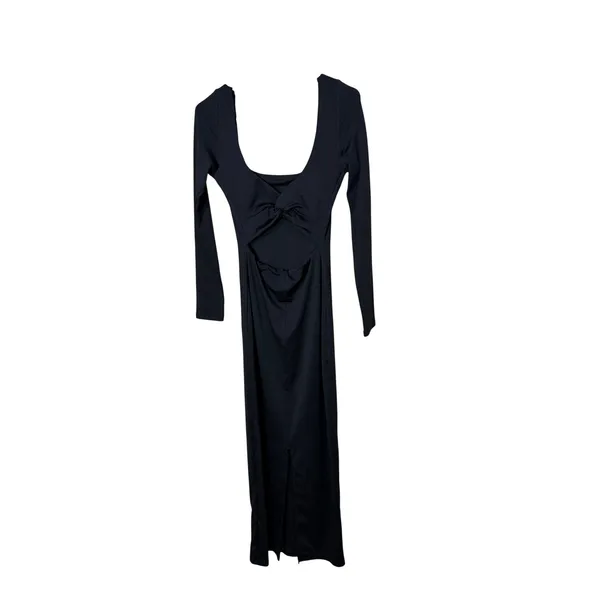 Princess Polly Black Long Sleeve Open Back Twist Maxi Dress‎ US 4 Square Neck - Image 4