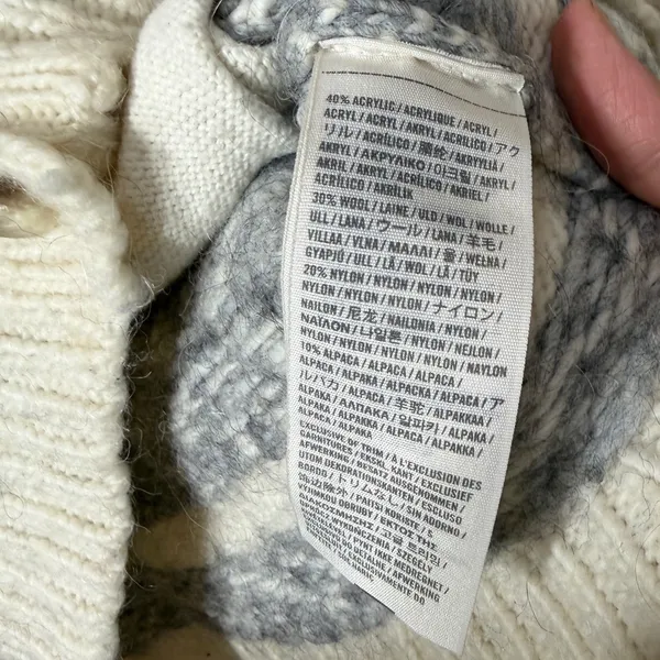 Hollister Y2K Fair Isle Knit Cardigan Sweater Cream Grey Size S - Image 5