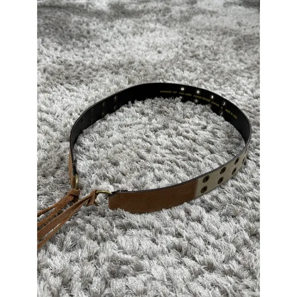 Boho Fringe Brown Leather Belt Womens XL O Ring Tie Waist Western Festival - Image 4