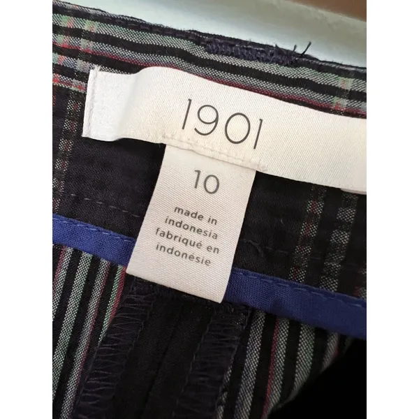 Blue 1901 Navy Plaid Tartan Tory Wide Leg Pants, sz‎ 10 - Image 2