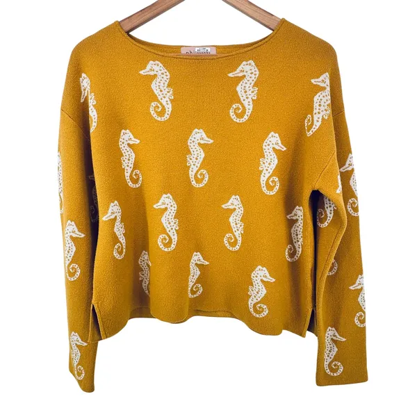 Philosophy Seahorse Relaxed Knit Sweater Coastal Whimsy Indie Coastal‎ Grandma L - Image 2