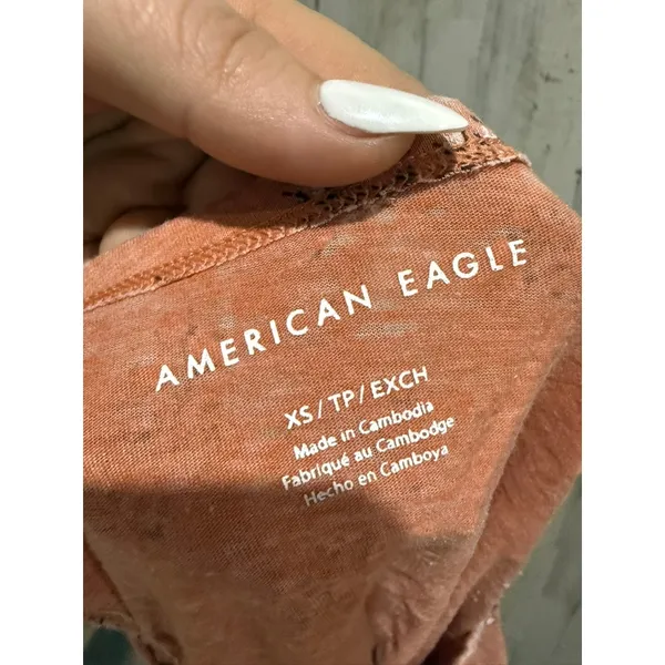 American Eagle Outfitters Tank Top‎ Womens XS Peach Pink Floral Scoop - Image 6