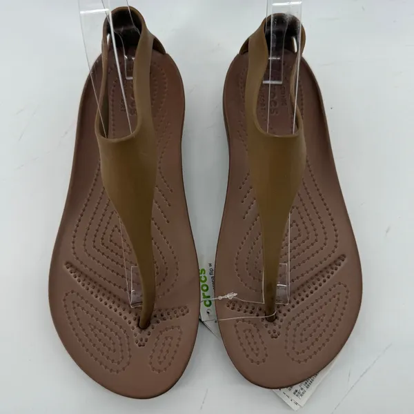 Crocs Serena Flip Sandal Brown Women 6 Slingback Thong Casual Wedge Slip On New - Image 4