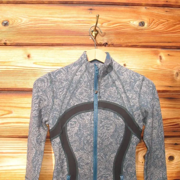 Lululemon Define Jacket Brushed Alberta Lake Teal Rose Herringbone Sz 2 - Image 6