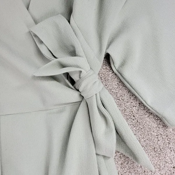 ASOS Womens Dress 4 Mint Green Textured Wrap V Neck Plunge Kimono Tie Waist - Image 13