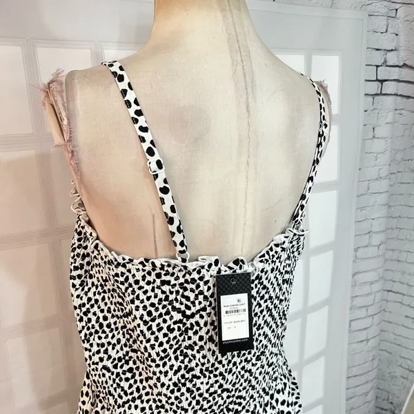 City Chic NWT Black White Corina Spot Sleeveless Smocked Maxi Dress Size S/16 - Image 7