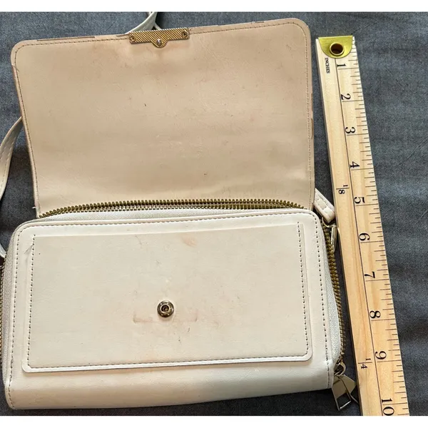 Forever LengRui Cream White Crossbody Wallet Bag Rhinestone Accents Organizer - Image 13