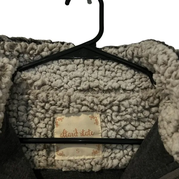 Altar’d State Jacket Womens Small Gray Sherpa Fleece 1/4 Zip‎ Pullover - Image 3