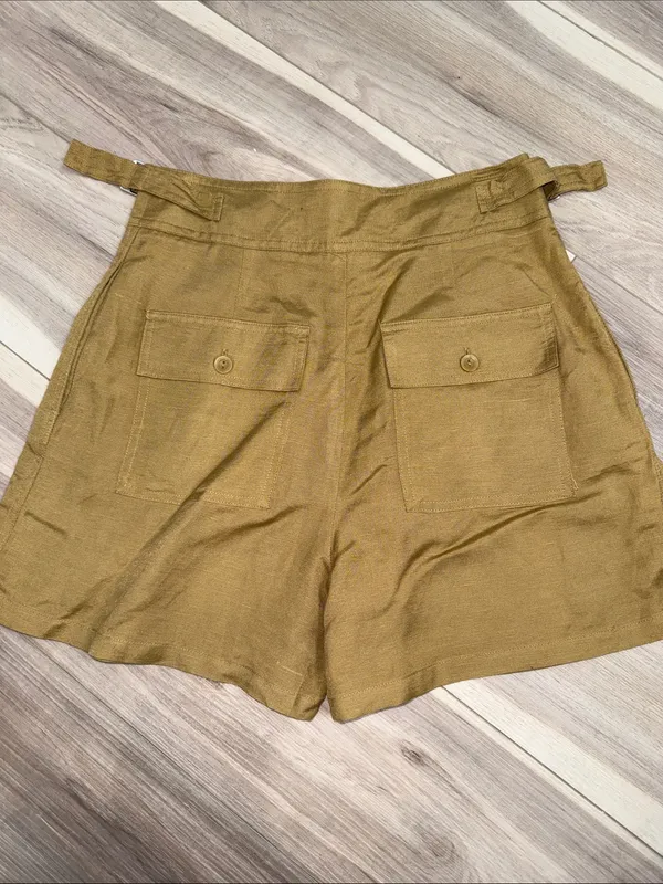 Zara safari granola girl linen blend high rise shorts size small - Image 3