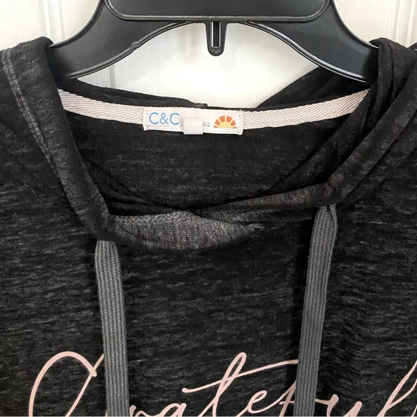 C&C California Lightweight Vintage Style Raw Hem Hooded Grateful Sweatshirt - Image 2