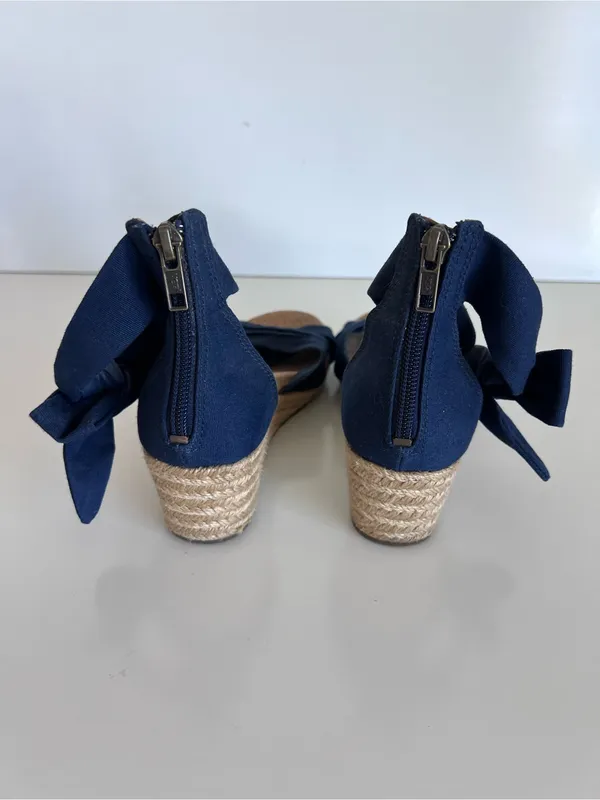 Ugg Women's Traci Espadrille Wedge Navy Blue Wrap Ankle Bow Sandal Resortwear - Image 4