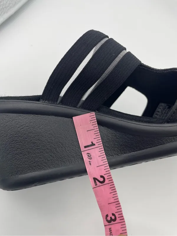 Skechers wedge platform cushion black sandals women’s Size 9 - Image 10