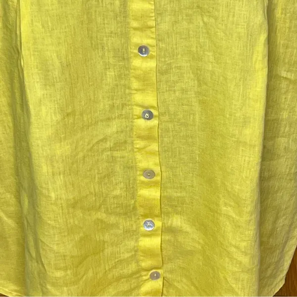Terzo Millennio Lagenlook Linen High-Low Hem Tunic Oversized Top Yellow Sz Large - Image 7