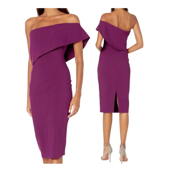 Likely Driggs Strapless Cocktail Dress Size 8 Knee Length One Shoulder Blue - Image 9